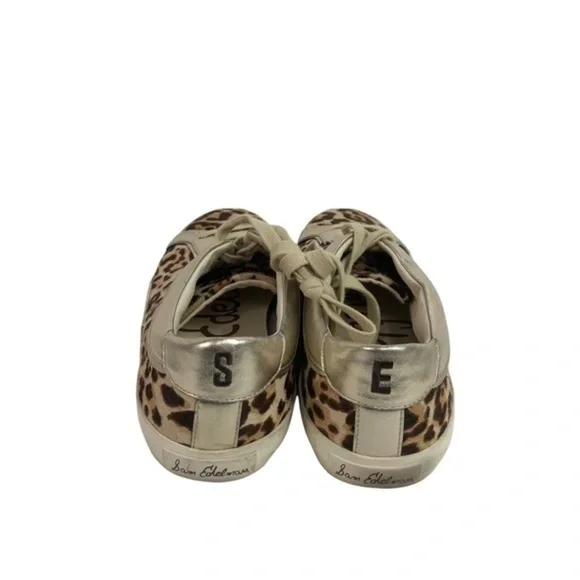 Sam Edelman Leather Leopard Gold Sneakers - Picture 9 of 11